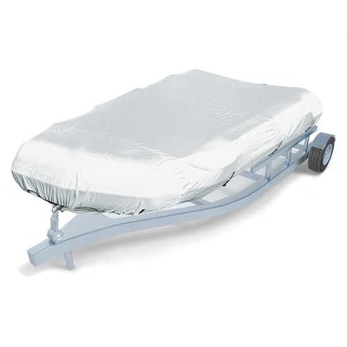 Inflatable Boat Cover 7 Sizes Heavy Duty Boat Cover Waterproof Anti-UV Dinghy Cover for Small Inflatable and Rigid Inflatable Boats,Gray-8-9-Feet