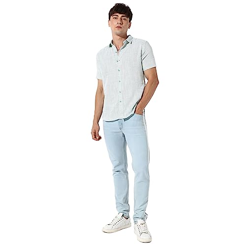 Image of CAHOOT Men's Button Up Regular Fit Shirt for Casual Wear | Stretchable Fabric | Spread Collar Shirt Crafted with Regular Sleeve & Comfort Fit for Everyday Wear