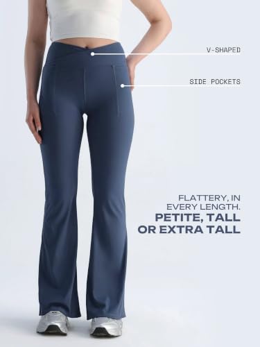 Image of CAVA Extra Tall Hourglass Flared Leggings for Women | V Waistband, Anti Camel Toe Design, Extra Tall Fit, Flared Bottoms, Deep Pockets, Sculpting Stretch Fabric