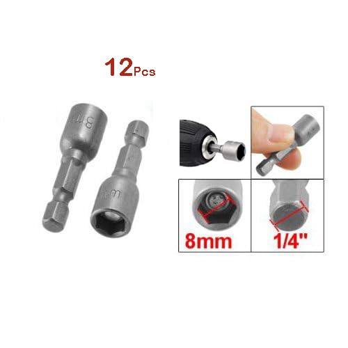 Image of RUIAN 12-Piece Hex Magnetic Power 8mm 5 /16 Socket Adapter 1 /4 inch Drill Bit Nuts Driver Set for Electrician Tools