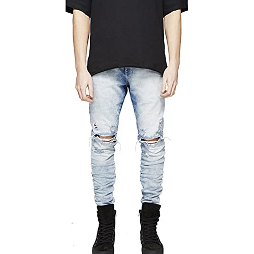 Zwirelz Mens Ripped Jeans Distressed Destroyed Straight Fit Washed Denim Pant Slim Fit Skinny Biker Stretchy Jeans with Holes
