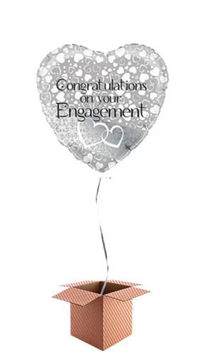 Hearts Engagement Foil Balloon - Inflated Balloon in a Box