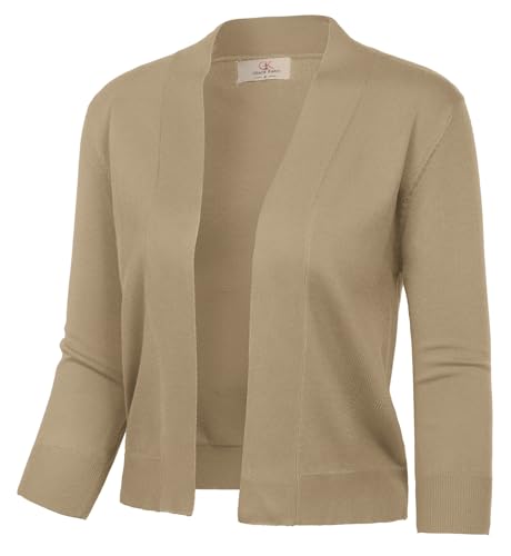 Image of GRACE KARIN Women Cardigan Sweaters Lightweight Knit Cropped Cardigans Trendy 3 /4 Sleeve Shrug Bolero S-3XL