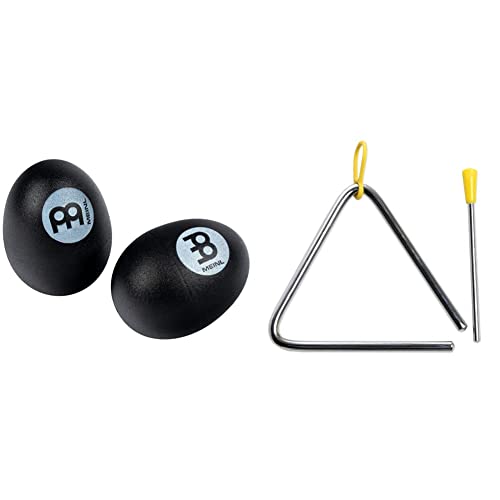 Meinl Percussion ES2-BK - Juego de shakers con forma de huevo, color negro & CASCHA HH 2004 Triangulo con martillos con empuñadura de goma, para percusión y educación musical temprana Cover