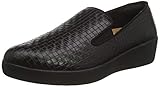 FitFlop Women's Superskate Metallic Raffia Loafer, Black, 7