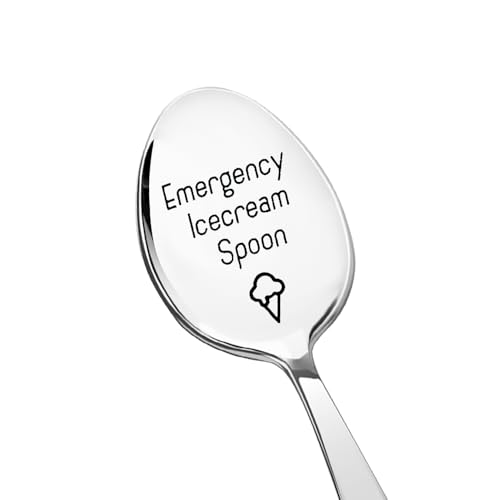 Son Daughter Christmas Gifts for Dad Mom Emergency Ice Cream Spoon Gift for Husband Wife Anniversary Birthday Gifts for Women Friend Colleague Xmas Stocking Stuffer Gifts for Men Tea Ice Cream Lover