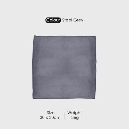 Image of HOUSSE Microfiber Face Towels | Ultra Absorbent, Odour-Free, Quick Dry 450 GSM Face Towel for Home, Gym, Travel, Running and Personal Use | 30x30 cm | Set of 4 in One Colour (Steel Grey, Pack of 4)