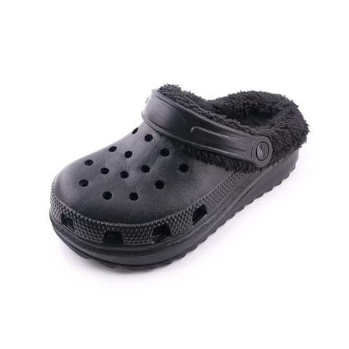 R-ISLAND Zuecos Invierno de Hombre,Adulto,con Forro Caliente,EVA,Comodos,Antideslizantes,Genial para casa Exterior y Interior.(Negro 41)