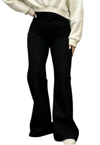 Image of Women's Flare High Waisted Bell Bottom Wide Leg Stretch Classic Denim Pants