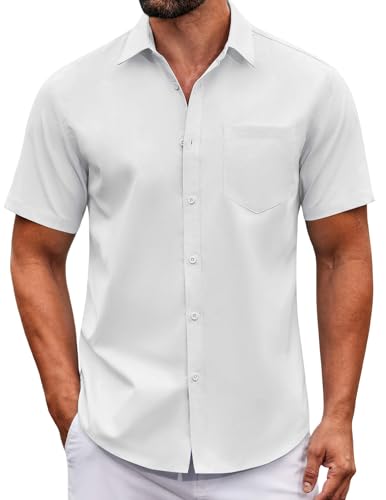Chemise à manches courtes anti-taches pour homme idéale en été COOFANDY