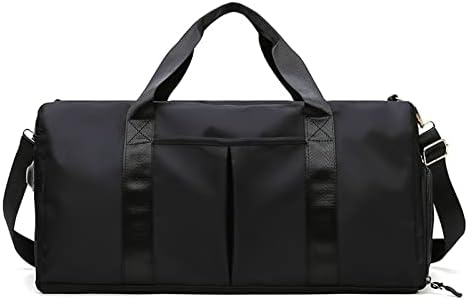 Sports Gym Bag for Men Women Weekender Carry On Workout Duffel Bag with Wet Pocket & Shoes Compartment, Waterproof Travel Tote Overnight Shoulder Bag for Training Swim Yoga (Black) Sports Gym Bag for Men Women Weekender Carry On Workout Duffel Bag with Wet Pocket & Shoes Compartment, Waterproof Travel Tote Overnight Shoulder Bag for Training Swim Yoga (Black)