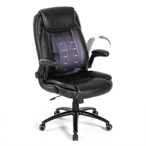 Malol Ergonomic PU Leather Office Chair with Flip-Up Armrests