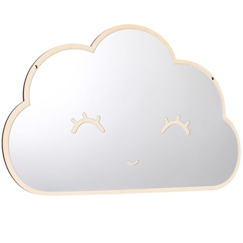 EXCEART Espejo Acrílico Decorativo Forma de Nube Beige, Adhesivo de Pared Fácil de Instalar y Resistente al Agua para Habitación Infantil y Oficina en Casa