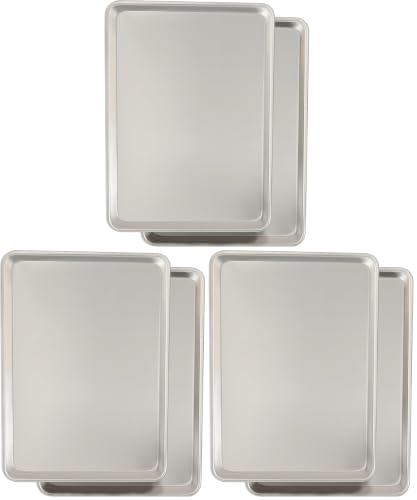 Image of Commercial Quality Baking Sheet Pan Set, Natural Aluminum Cookie Sheet, Umite Chef Warp Resistant Baker's Half Sheet Pan, Large Thick Cookie Tray Pans for Baking, Roasting(6 Pack, 18X13In)