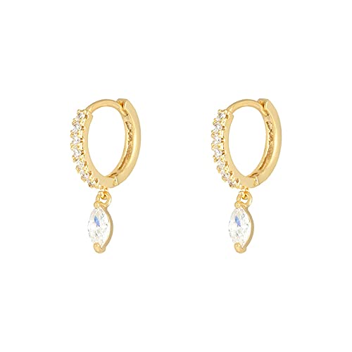 Boucles d'oreilles de cerceau anti irritation en argent 925 et zircon brillant