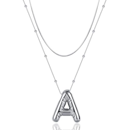 Pendentif alphabet avec nom style ballon : un collier initial haut de gamme pour femmes