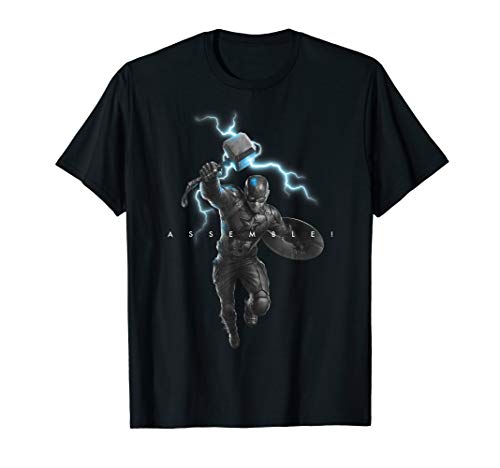 Marvel Avengers Endgame Captain America Assemble Lightning T-Shirt Marvel Avengers Endgame Captain America Assemble Lightning T-Shirt
