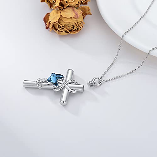 Cross Urn Necklace for Ashes 925 Sterling Silver Cremation Jewelry with Funnel Filler Kit Ashes Necklace for Human Women Girl Pets4