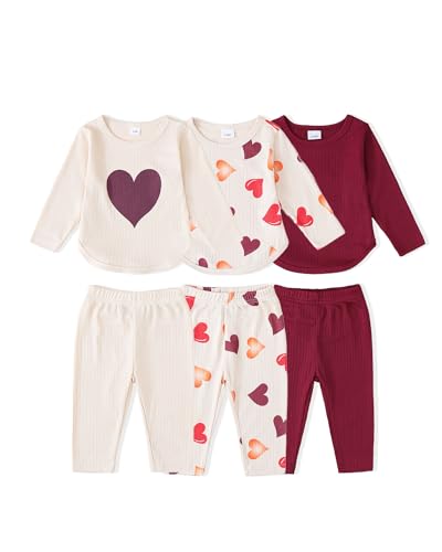 Image of Mioglrie Baby Girl Clothes Infant Fall Outfits Toddler Girl Clothes 6 Pcs Spring Newborn Essentials 3M-3Y Clothing Set