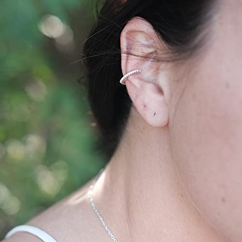 Sterling Silver 12mm CZ Pave Small Hoop Huggie Earrings Ear Cuffs 5