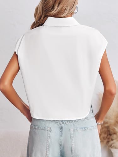 Tankaneo Womens Button Down Shirts Cute Summer Cap Sleeve Crop Tops Blouse4