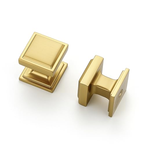 Image of Ravinte 30 Pack Gold Square Kitchen Cabinet Knobs,Zinc Solid Drawer Pulls,Farmouse Cabinet Handles for Cupboard, Closet, Dresser and Bathroom, Modern Cabinet Hardware for Cabinets