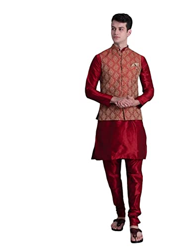Image of Uri and MacKenzie Men's Silk Blend Kurta Pajama with Designer Ethnic Nehru Jacket /Modi Jacket