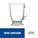 Anchor Hocking Café Glass Coffee Mugs, 16 oz, Set of 6
