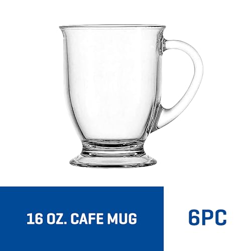 Anchor Hocking Café Glass Coffee Mugs, 16 oz, Set of 6 - Image 3