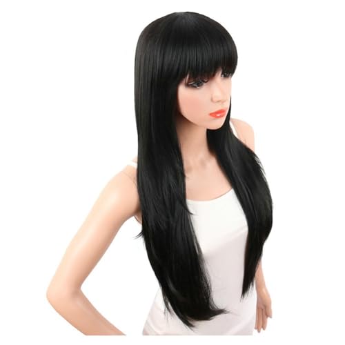 Perruque synthétique ondulée noire 75cm : la solution pour un volume immédiat