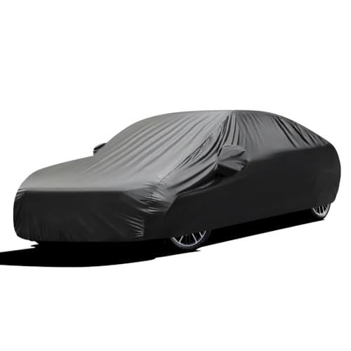 Image of Upgraded Waterproof Stretch Car Cover - All-Weather Protection for Indoor /Outdoor Use, Soft Elastic Fabric Fits 192 inch-206 inch Vehicles, Dustproof, Garage & Car Show Ready