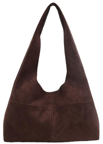 Vintage Suede Slouchy Bag for Women Trendy Suede Hobo Bag Large Capacity Satchel Purse Fall Winter Causal Tote Handbag 2024