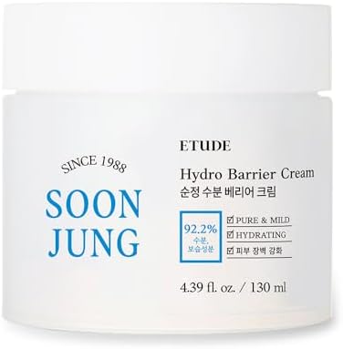 ETUDE Soonjung Hydro Barrier Cream Big Size, Face Moisturizer for Sensitive Skin, Moisturizing and Soothing Cream, 92.2% Hydrating Ingredients, Low pH Level 5.5, Korean Skin Care, Beauty (4.39 Fl Oz)