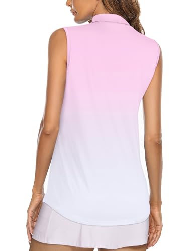 Image of Koscacy Women's Sleeveless Golf Tennis Polo Shirts Zip Up Dry Fit Workout Tank Tops Athletic Shirt