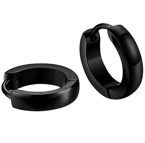 NANDANA COLLECTIONSMens Black Piercing earing Alloy Hoop Earring, Standard, Brass, No Gemstone