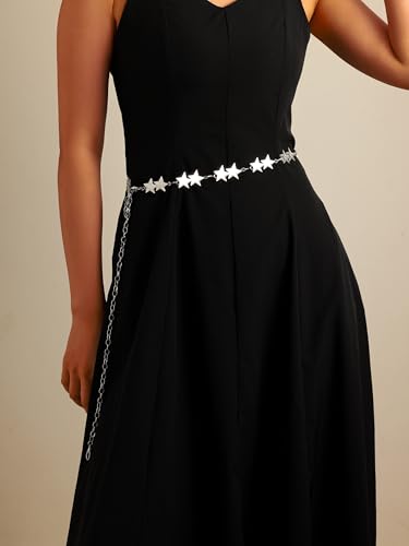 Silver Chain Belts for Women Fashion Metal Punk Rock Star Chain Belt for Dresses Jeans Y2k Emo Waist Body Jewelry4