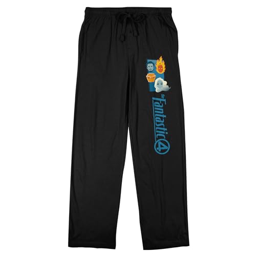 The Fantastic Four: First Steps Character Head Men's Black Sleep Pajama Pants