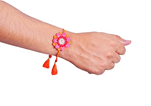 Image of MASQ by Q-One Designer Rakhi Combo Set with Roli Chawal & Moli for Men (Pack of 3) | Embroidered Handcrafted Raksha Bandhan Bracelet for Brother