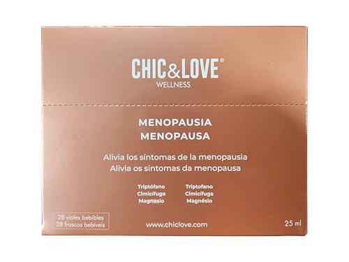 CHIC & LOVE | Menopausia | Fórmula con Triptófano, Cimicífuga y Magnesio | Alivio de Síntomas Menopáusicos | Mejora el Bienestar Físico y Emocional | Apoyo Natural para la Mujer | 28 Viales 25 ml