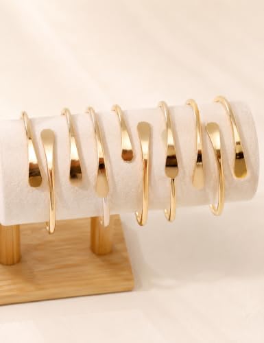 Image of IF ME Gold Bangle Bracelets for Women, Indian Bangles Stackable Set, Multi Layer Textured 18K Gold Plated Chunky Bracelets Boho Jewelrys Set