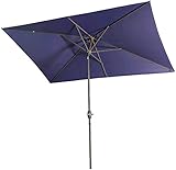 Aok Garden 6.5x10 ft Rectangular Patio Umbrella Outdoor Market Table Umbrella with Tilt and Crank 6 Sturdy Ribs for Deck Lawn Pool, Navy Blue