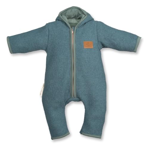 ULLENBOOM® Wollwalk Overall Baby - Walkoverall Größe 86/92, ca. 15-30 Monate - Aus Schurwolle, 100% mulesingfrei - Overall für Baby bis Kleinkind - Ideal für Herbst und Winter, Salbeigrün