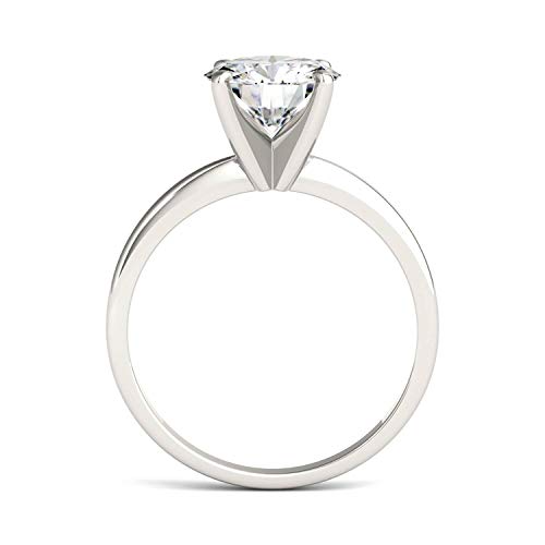 Charles & Colvard Created Moissanite 8mm Round Cut Engagement Ring for Women | 1.9 cttw DEW | Lab Grown | Solid 14K White Gold with Rhodium3