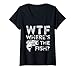 Damen WTF Where's The Fish T-Shirt Fischer Geschenk Shirt T-Shirt mit V-Ausschnitt