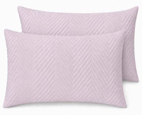 Image of RD TREND Quilted Pillow Cover Set of 2 (18x28, Mauve Rose)