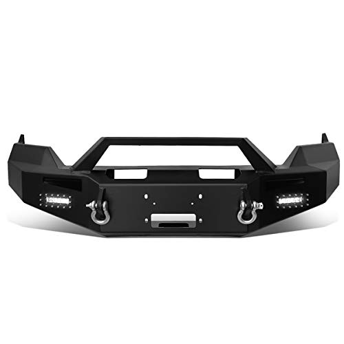 Image of DNA Motoring FGBP-003 1-Piece Design Rock Crawler Front Winch Bumper w /LED Fog Light Compatible with 13-18 Dodge Ram 1500, Black