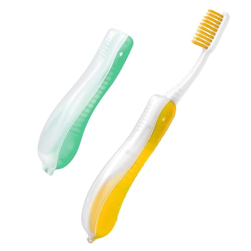 Paquete de 2 cepillos de dientes de viaje, juego de cepillo de dientes plegable portátil, cerdas suaves y medianas, cepillo de dientes pequeño para camping, senderismo, viajes, escuela