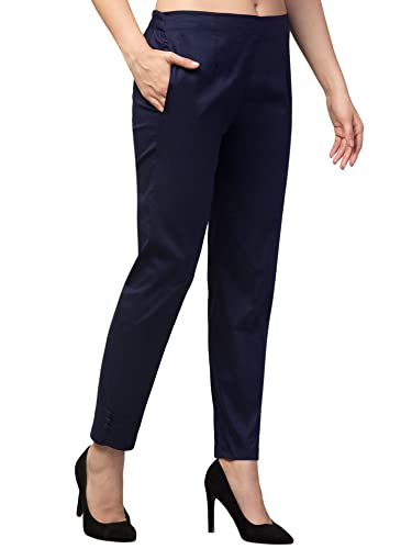 Image of Qute Women's Regular Fit Cotton Blend Casual Trousers (Pack of 1)