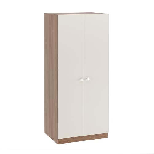 Image of Furneaser Fanciable Engineering Wood 2 Door Wardrobe Almirah for Clothes | Double Door Cabinet Closet Organizer | Multipurpose Cupboard for Bedroom Living Room | 60 x 42 x 180 CM (Exotic Teak & White)
