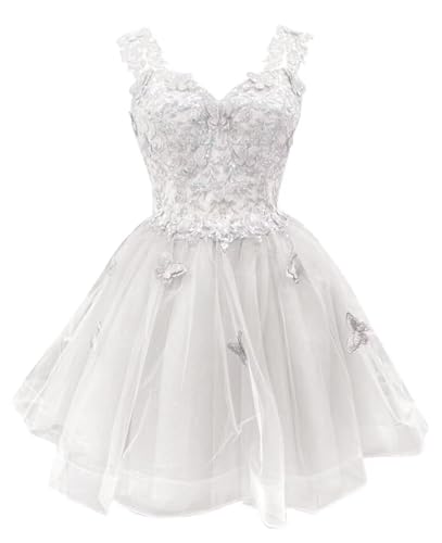 Image of Youjiayi 3D Butterfly Short Homecoming Dresses for Teens Off Shoulder DAMA Dresses for Quinceanera Glitter Sequin Prom Dress